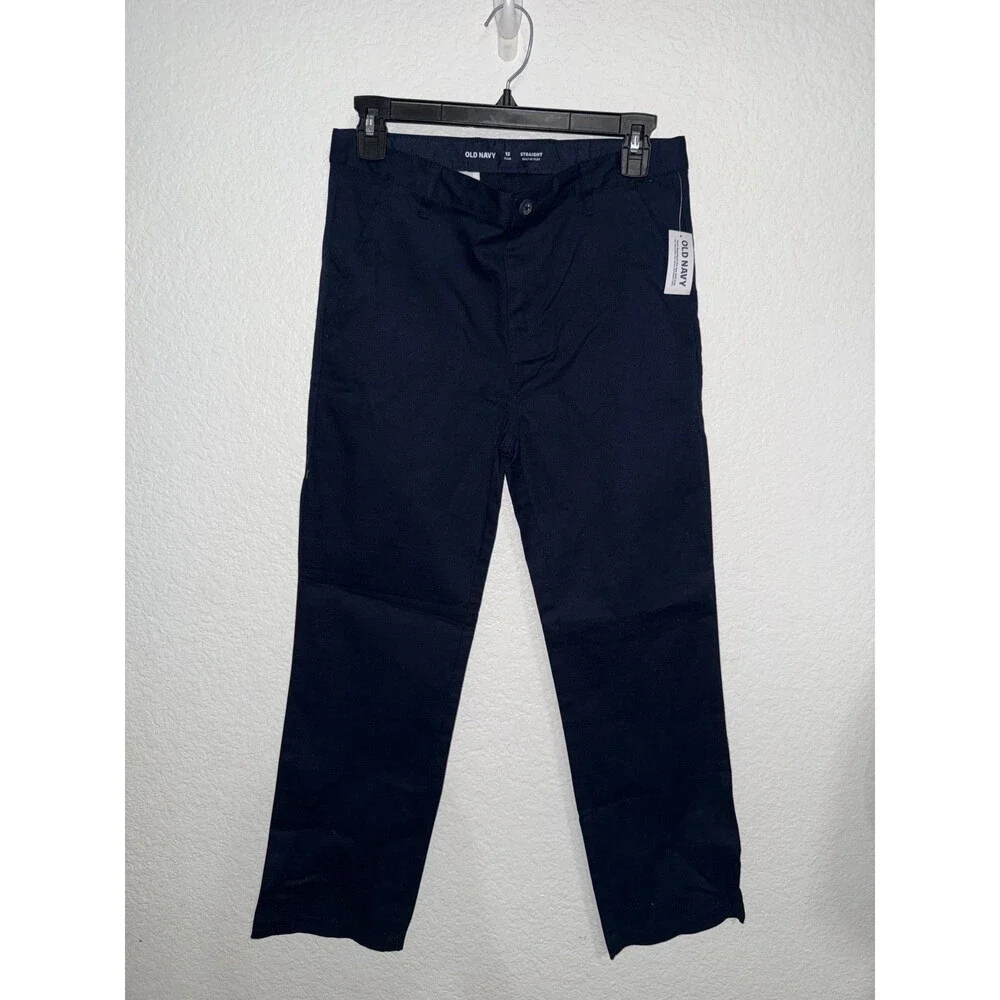 NWT Old Navy Straight Built-In Flex uniform Pants kids 12yrs Plus Navy
